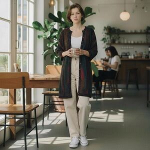 COOGI sz Small Vibrant Multicolor Women's 3D Long Cardigan